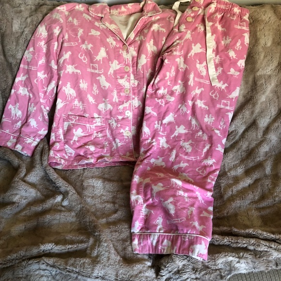 NICK&NORA PJS, VERY RARE, SZ M, HORSE/WESTERN, PINK/WHITE FLANNEL, EUC-NO FLAWS - Picture 16 of 16